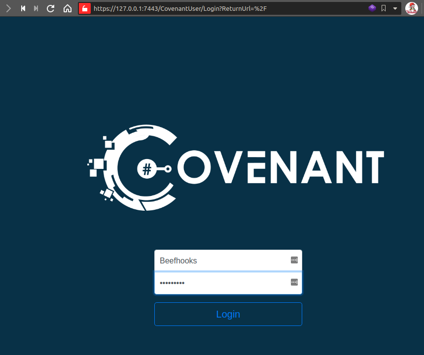 Covenant Login Screen